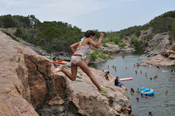Jumping at Devil's Waterhole 0112