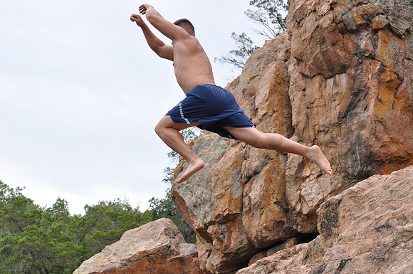 Jumping at Devil's Waterhole 0022