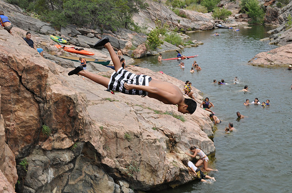 Jumping at Devil's Waterhole 0100