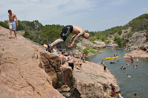 Jumping at Devil's Waterhole 0001