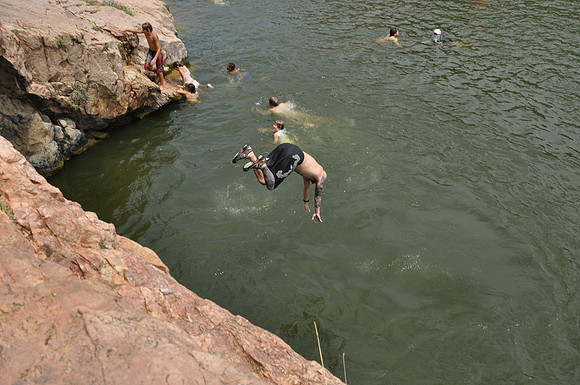 Jumping at Devil's Waterhole 0076