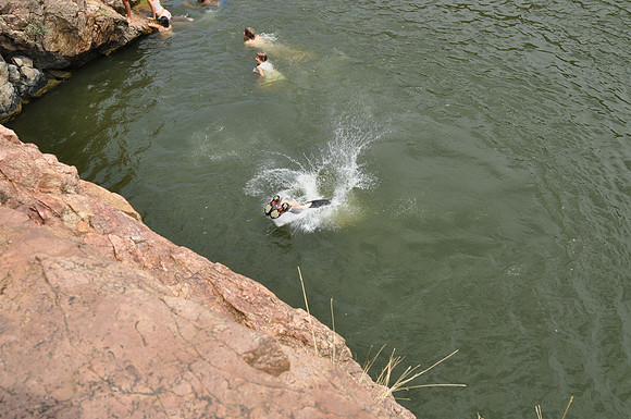 Jumping at Devil's Waterhole 0077