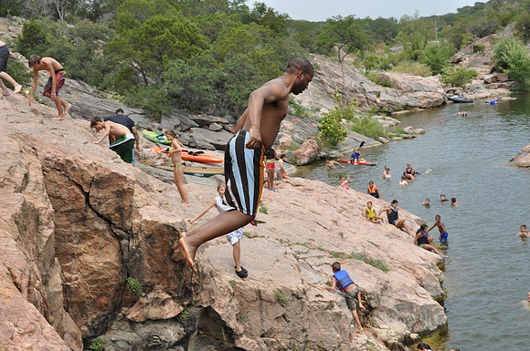 Jumping at Devil's Waterhole 0098
