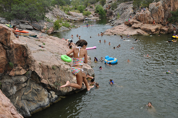 Jumping at Devil's Waterhole 0113