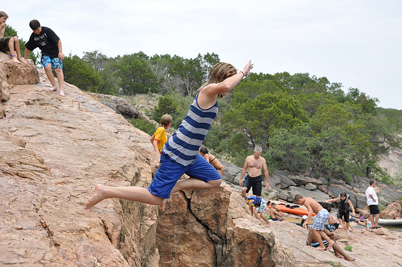 Jumping at Devil's Waterhole 0046