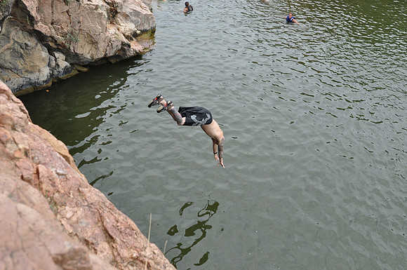 Jumping at Devil's Waterhole 0136