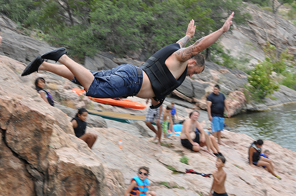 Jumping at Devil's Waterhole 0121