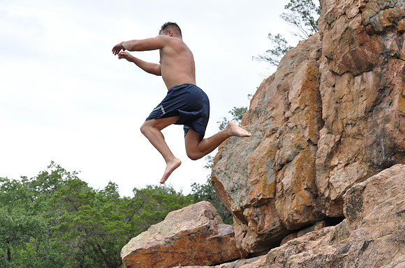 Jumping at Devil's Waterhole 0030