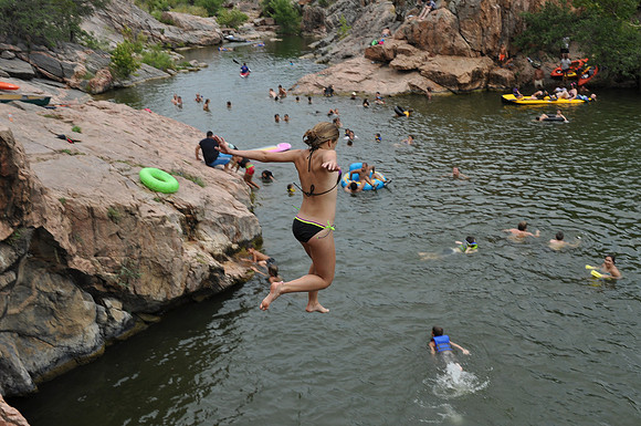 Jumping at Devil's Waterhole 0109