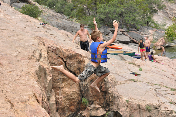 Jumping at Devil's Waterhole 0091