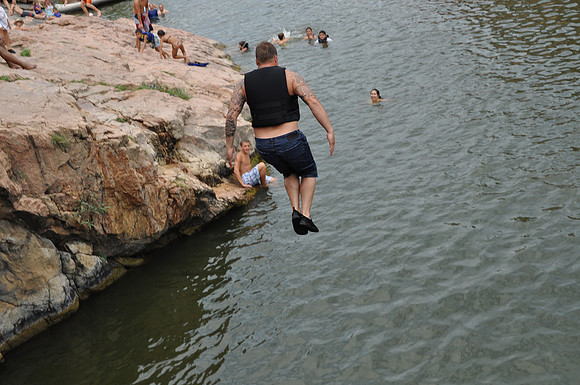 Jumping at Devil's Waterhole 0045