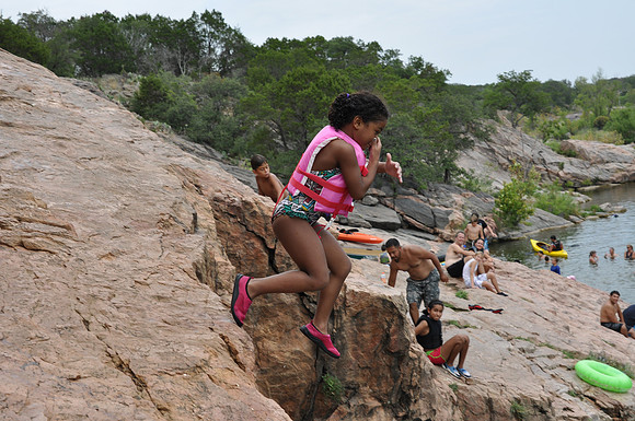 Jumping at Devil's Waterhole 0123
