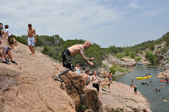 Jumping at Devil's Waterhole 0072