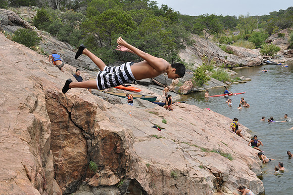 Jumping at Devil's Waterhole 0099