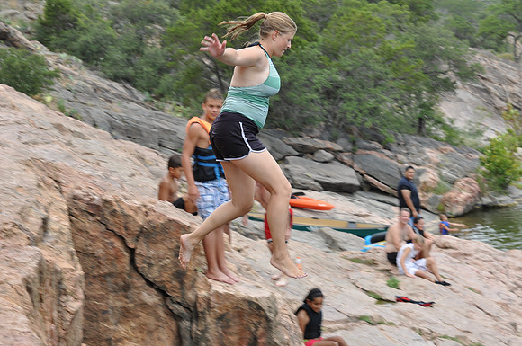 Jumping at Devil's Waterhole 0122